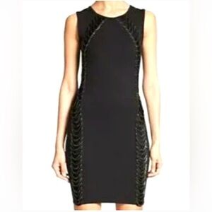 Haute Hippie black fitted chain link mini cocktail dress size 6 NWT
